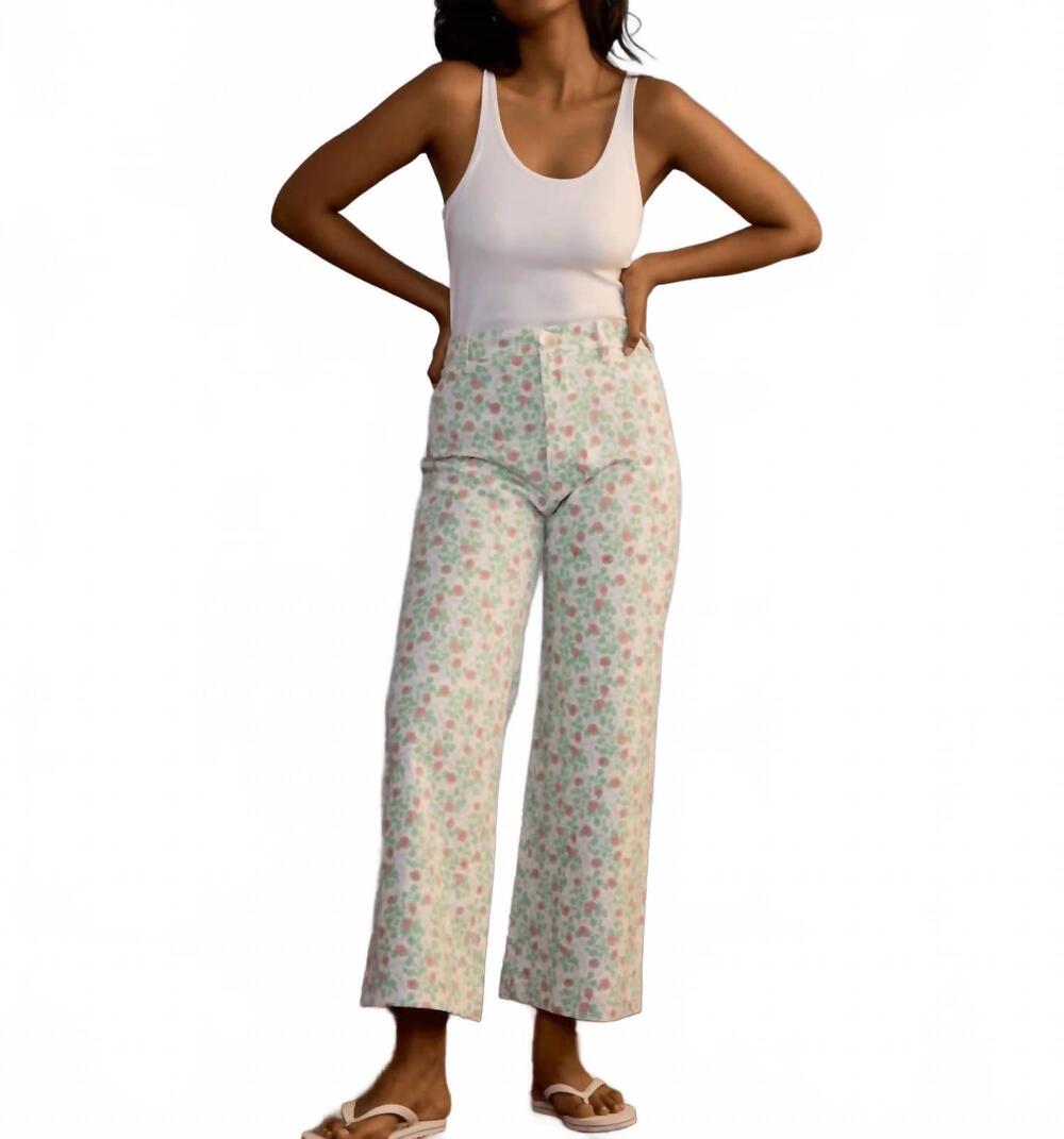 NEW SZ BLOCKPRINTS disco pants in blueberry print